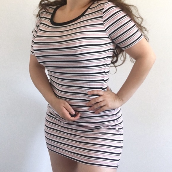 pink and white striped dress forever 21